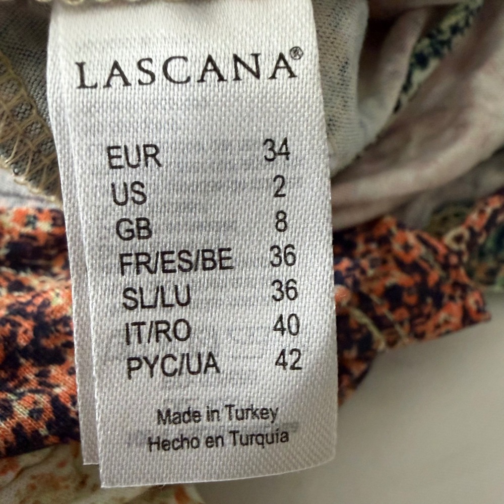 LASCANA Womens Chevron Print Open Back Romper Green Orange Size 2 - Picture 8 of 9